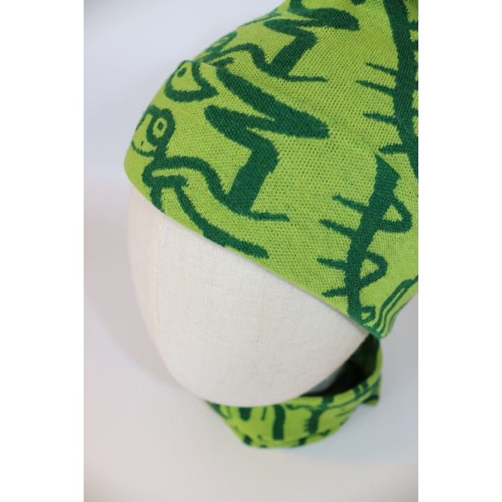 Zestaw dziecięcy czapka wraz z kominem - zielone zwierzątka.