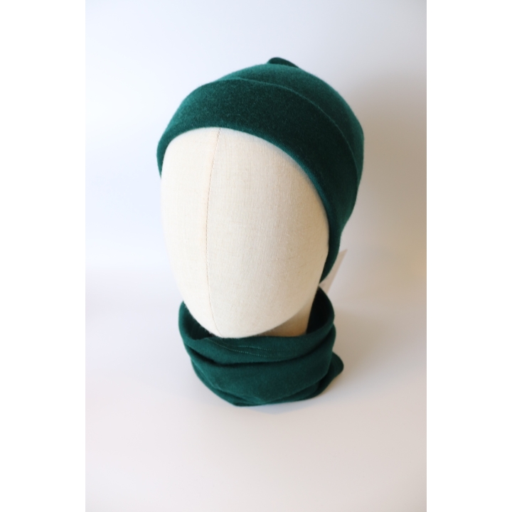 Zestaw dziecięcy czapka wraz z kominem - butelkowa zieleń