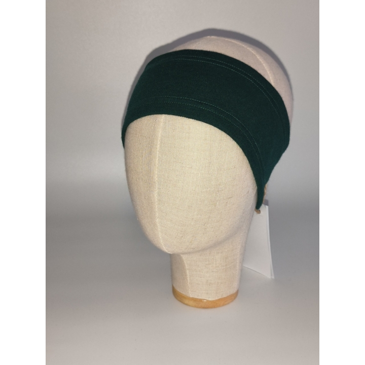 Gładka opaska merino jednowarstwowa w kolorze butelkowej zieleni