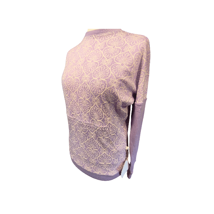 Bluza wełniana oversize fioletowa w ornamenty S/M