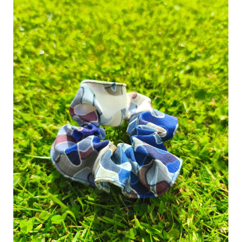 WEŁNIANE SCRUNCHIE NIEBIESKIE MORO