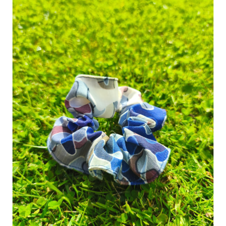 WEŁNIANE SCRUNCHIE NIEBIESKIE MORO
