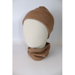 Dwuwarstwowa dziecięca czapka - beżowo-karmelowa